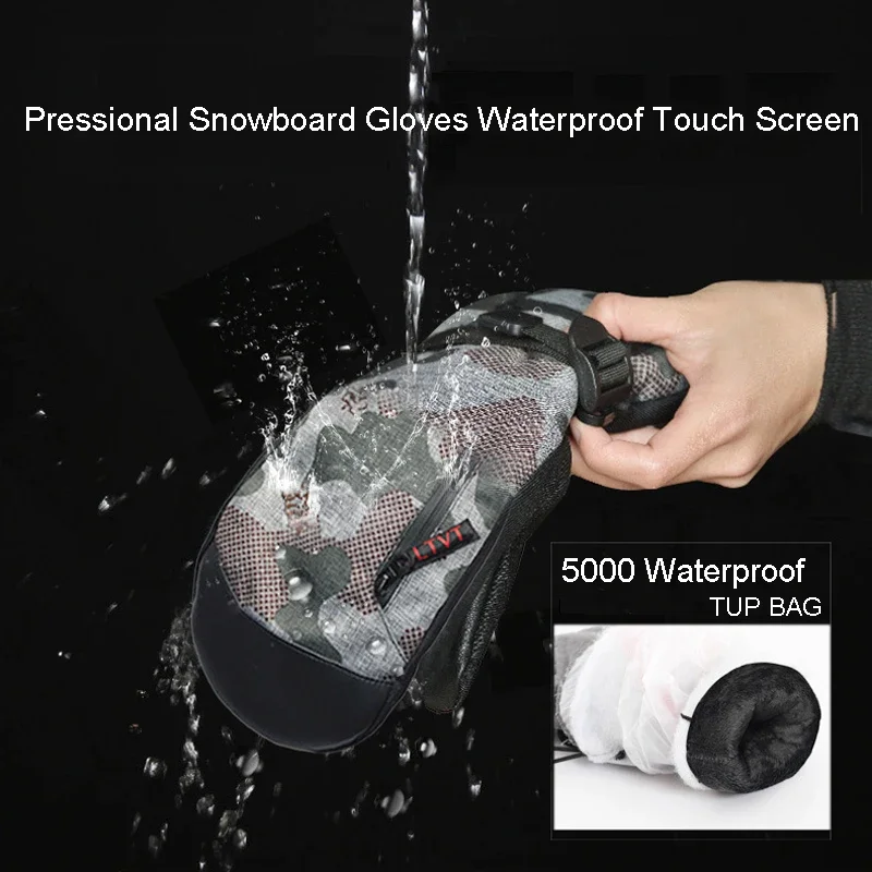High quality -30 Winter Warm Professional Snowboard Ski Gloves Waterproof Touch Phone Screen Thermal Mittens Skiing snowmobile 2 2