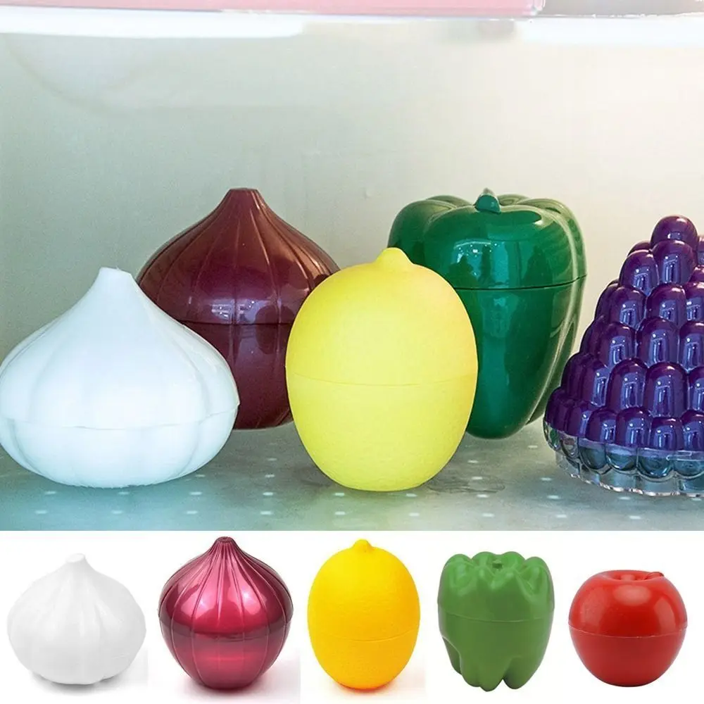 Kitchen Storage Box Food Storage Container Food Storage Box Storage Box Creative Plastic Garlic Keeper White Fresh-Keeping Vegetable Fruit Containers Sealed Reusable Garlic Saver Container Lemon
