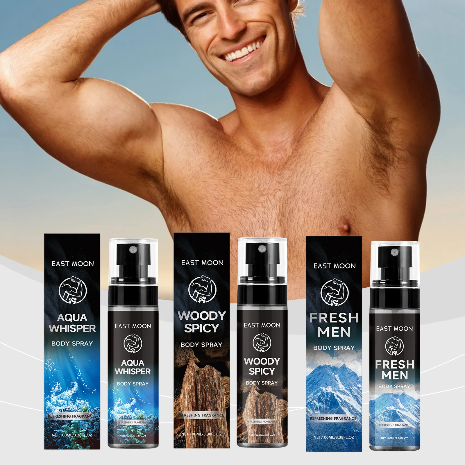 Men's Body Spray Series Refreshing Sweat-removing and Long-lasting Fragrance Portable Elegant and Fresh Niche Deodorant for Men