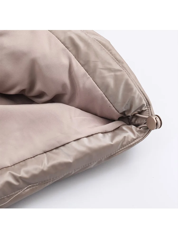 New Casual Puffy Cotton Coats For Women Stand Collar Zipper Up Long Sleeve Warm Streetwear 2025 Winter Female Chic Jacket