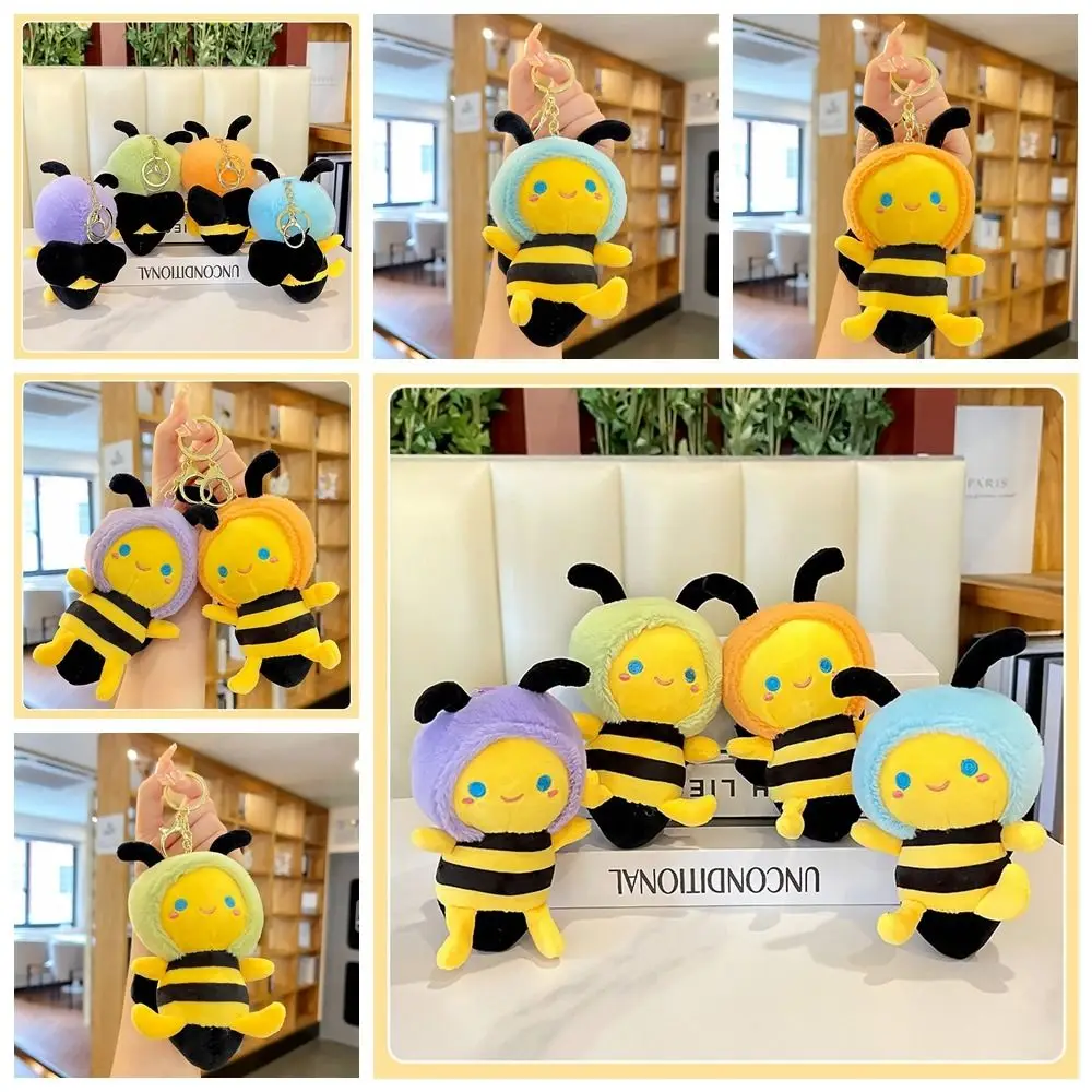 

Stuffed Cotton Bee Plush Keychain Cartoon Little Bee Shape Bee Doll Bag Pendant Creative Personalized Plush Animal Bee Keyring