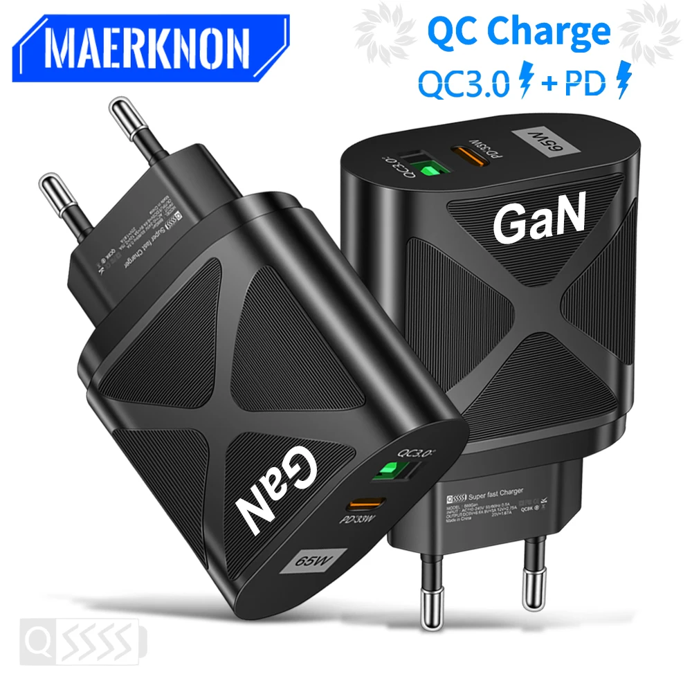 

usb charger 65W gan charger Adapter Type C PD Quick Charger For iPhone 12 11 Huawei Xiaomi Samsung oneplus fast charger