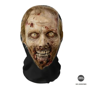 Maschera unisex traspirante in rete a copertura totale del viso con occhi pelosi e teschio feroce, una maschera multifunzionale per le feste a tema.