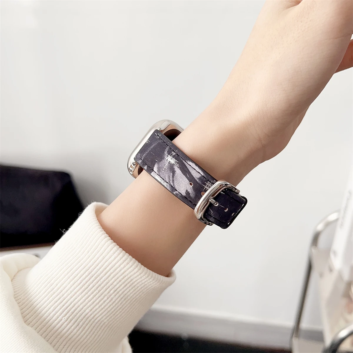 Correa de reloj para smartwatch de cuero pu correa de moda_voghion.com