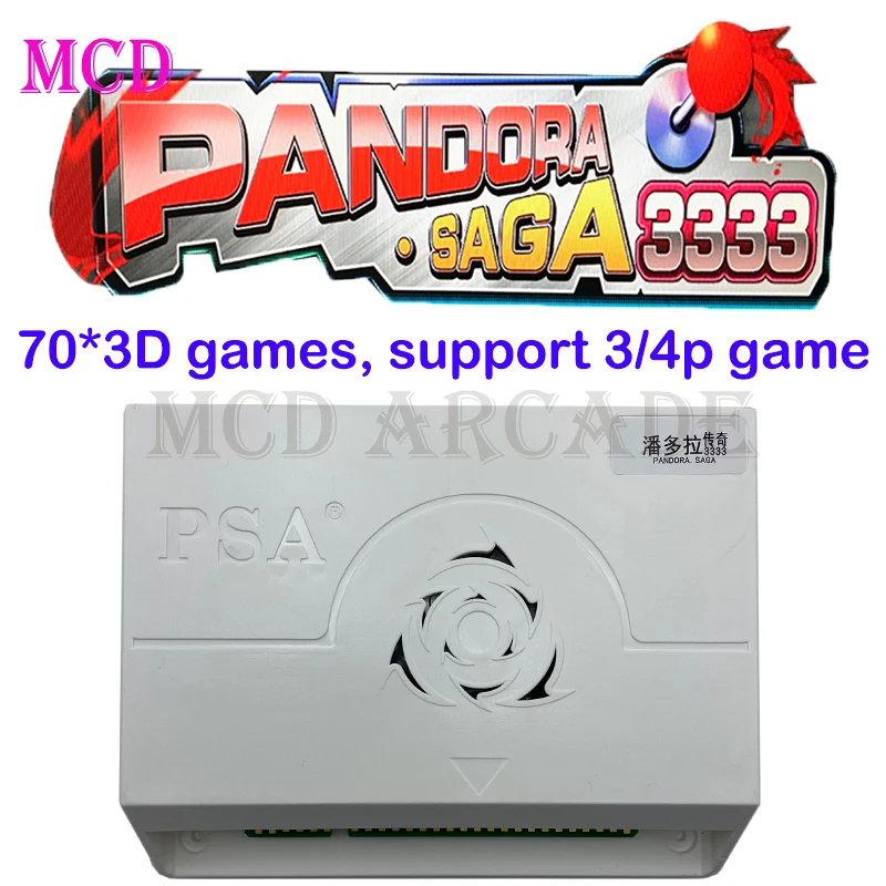 Pandora Saga-tablero Arcade 3333 en 1, compatible con 3/4P, versión Jamma, caja de juegos, vídeo HD, 70 piezas, juego 3D para máquina de gabinete Retro