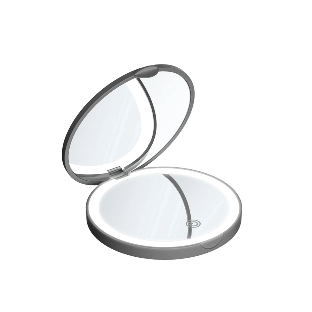 

Косметическое зеркало со светодиодной подсветкой, удобное компактное двухстороннее складное зеркало из нержавеющей стали для туалетного столика, черное
