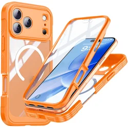 Universal 360 - Degree Full - Coverage Shockproof Phone Case with Sturdy Design - iPhone 17 Pro (Orange)