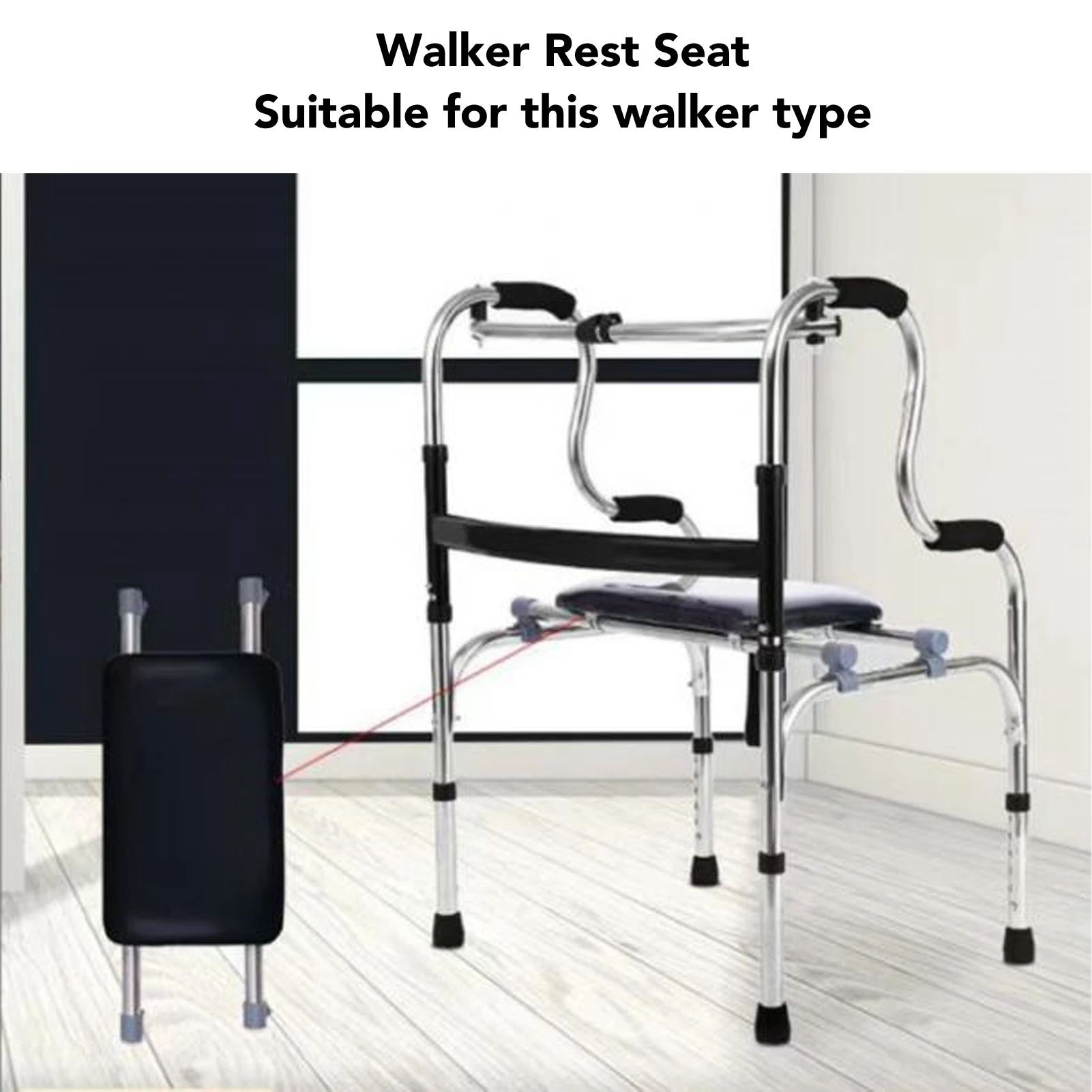 Folding Walker Attachable Seat Walker Rest Seat Extra Wide Strong Load Bearing Foldable Sturdy Easy To Use for Senior 3
