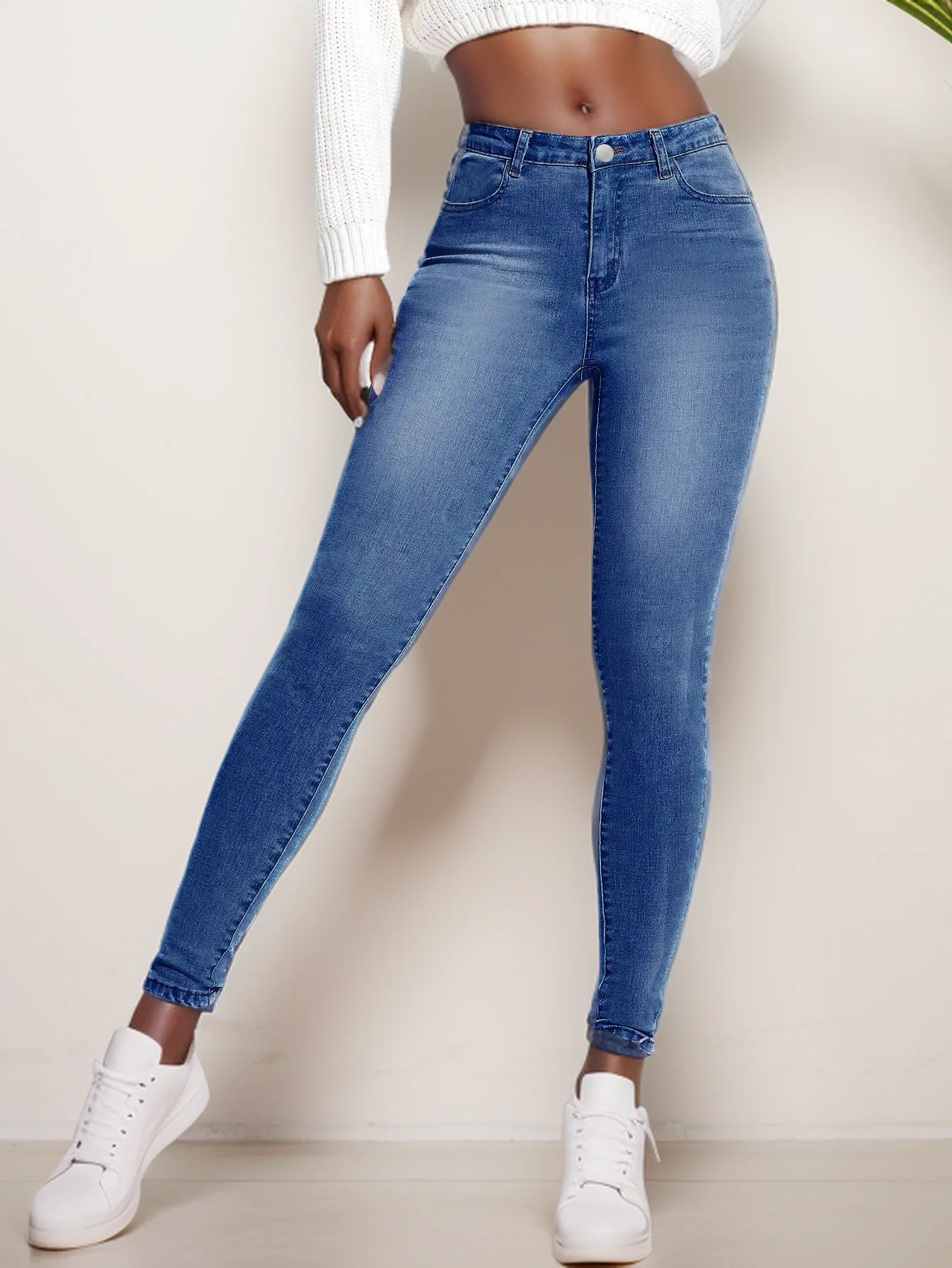 Jean Slim Taille Haute en Denim pour Femme, Pantalon Crayon, Mode d'Été Décontractée, Style de Rue, Tempérament CommPiedmont