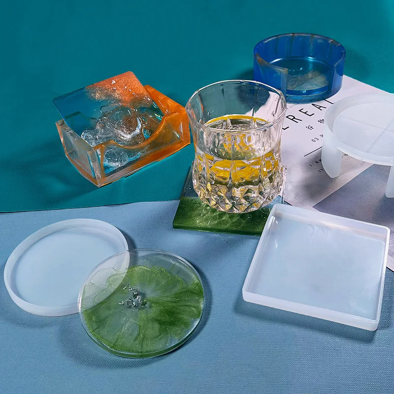 

Decorative Storage Box Coaster Molds,DIY Making Coaster Shape Silicone Molds for Coaster,Crystal drop glue table Resin Molds