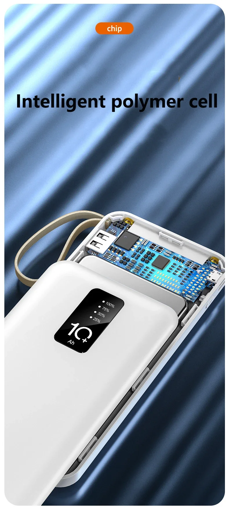 Portable Power Bank With Built-in Cable For Smartphones Fast Charge_voghion.com