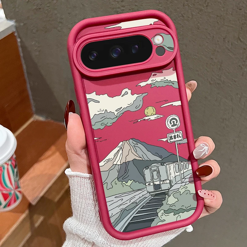 Landscape Pattern Shockproof TPU Silicone Case - Solid Color Protective Cover
