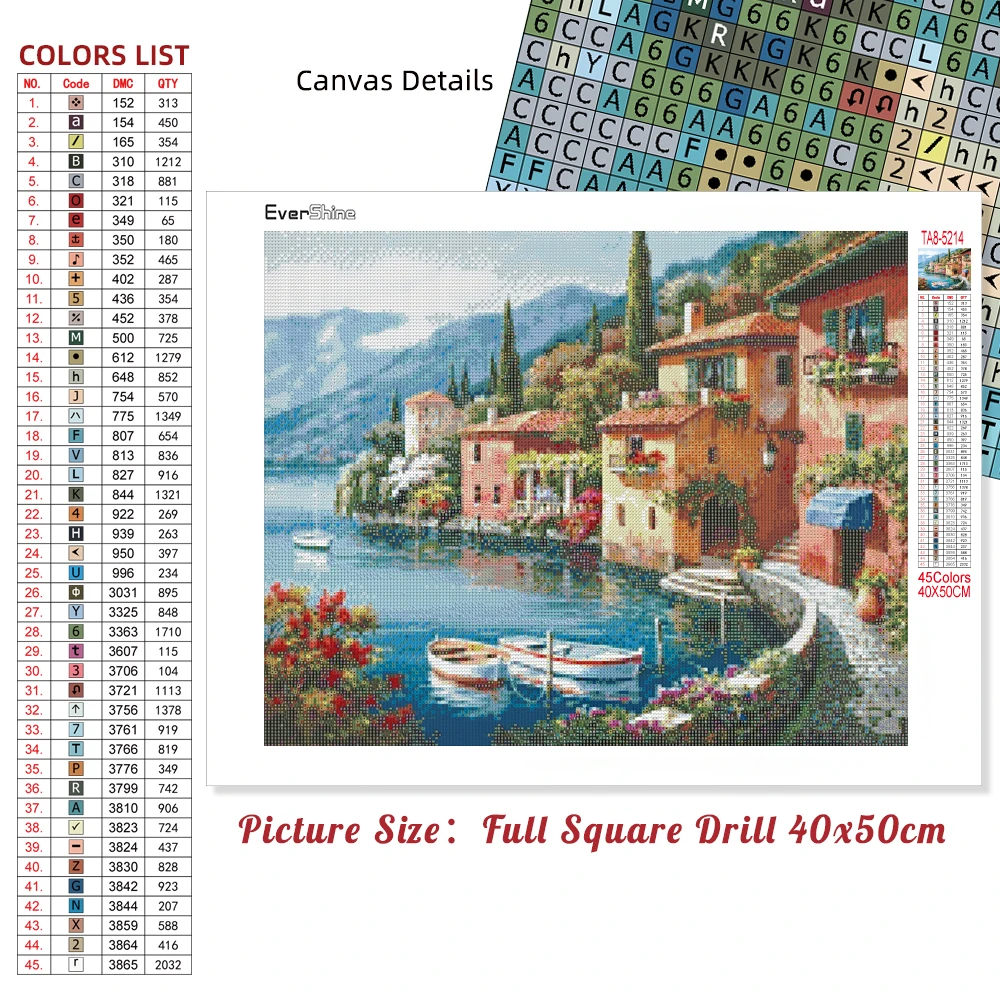 5D DIY Diamond Painting Town Craft Kit Diamond Embroidery Seaside Landscape Mosaic House Handmade Gift Wall Decoration diamond painting