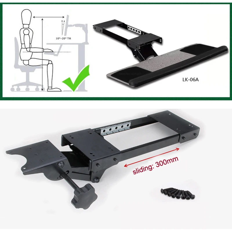Suporte para Teclado e Mouse Inclinação Ergonômica Tamanho xl Lk06ad com Dois Mouse Suporte Bandeja para Teclado Computador Mesa - Imagem 5
