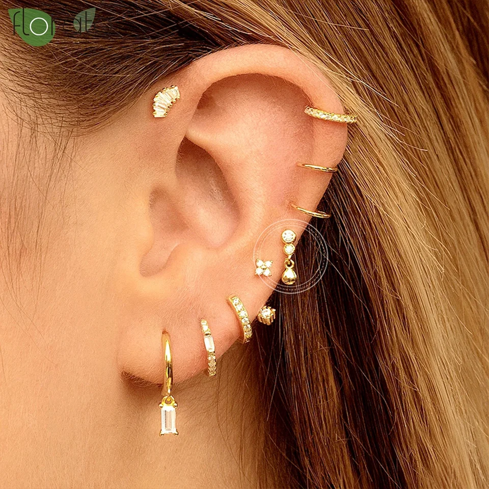 2Pcs/Korean 925 Silver Needles Tragus Piercing Helix Butterfly Earrings For Women Trendy Cute Stud Earring 2023 Jewelry Gifts