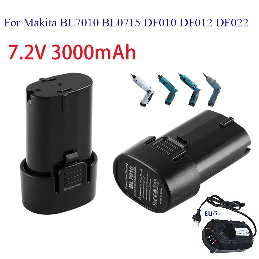 Electric Tool Battery for Makita 7.2V 3000mah BL7010 BL0715 DF010 DF012 DF022 7.2-4 194355-2 194356-3.
