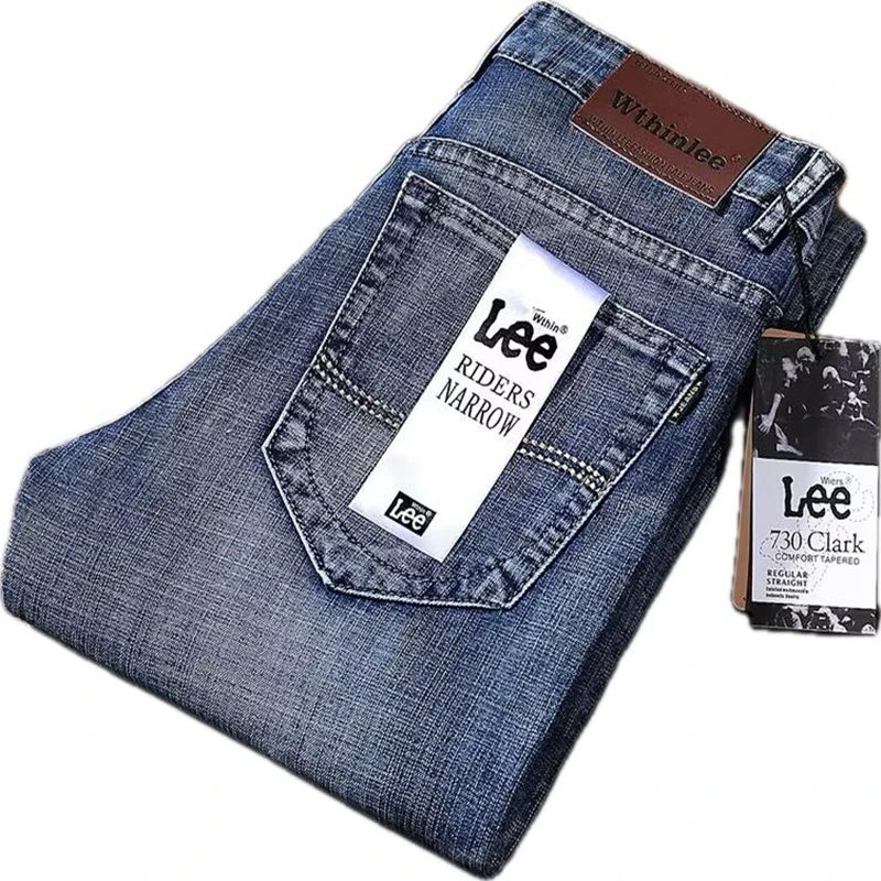 Classic Business Casual Jeans Men High Quality Retro Slim Stretch Mens Jeans Cotton Trousers Embroidery Jean Homme Denim Pants