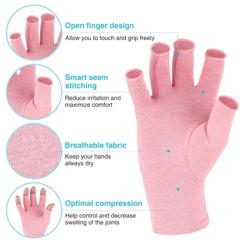 1Pair Arthritis Gloves Fingerless Compression Gloves Women& Men for Hand Arthritis Carpal Tunnel Pain Anti-Slip Kept in Motion fingerless gloves,compression gloves