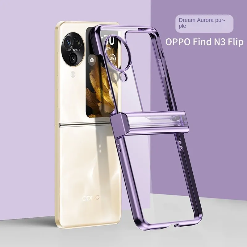 

Новый Гальванизированный прозрачный флип-чехол для OPPO Find N3 N2 флип чехол для телефона N3flip N2flip Findn3flip защитный жесткий чехол с цепочкой