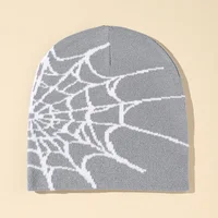 New Goth Spider Web Jacquard Beanie Caps Y2K Knitted Warm Hip Hop Unisex Elastic Knit Hat Skull Cap For Women Men 2
