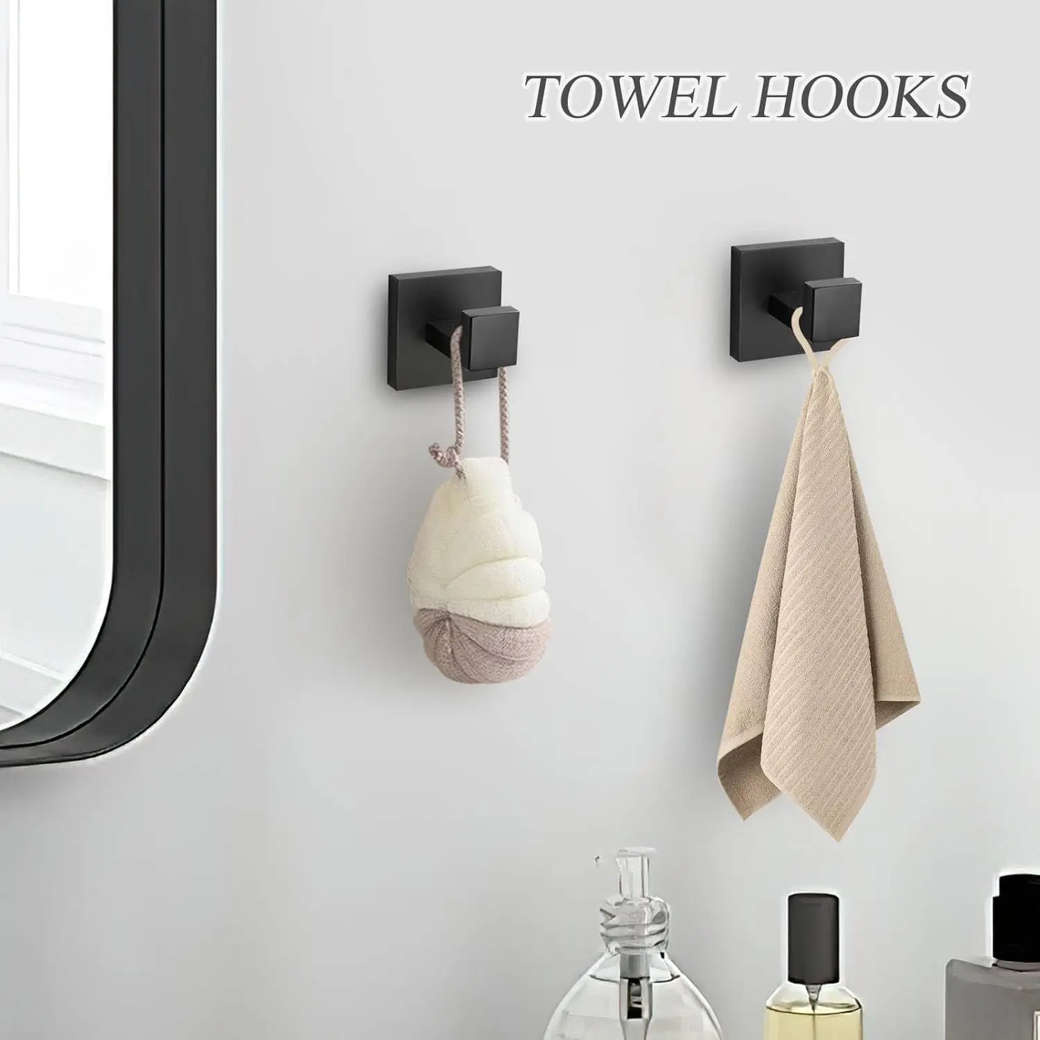 10-Piece Black Towel Bar Set. Stainless Steel. Includes Toilet Paper Holder with Shelf. 23.6" Wall-Mounted.