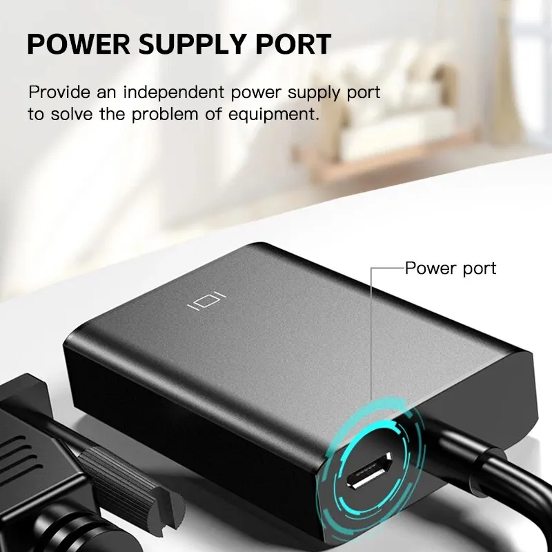 VGA TO HDTV Converter High-definition Audio Video Cable Adapter VGA Input HD Output for Computer Laptop TV Projector