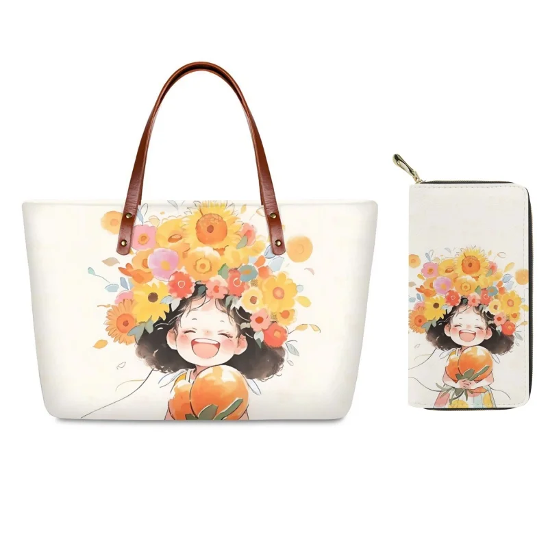 

Pretty Lovely Girl Printing 2Pieces Shoulder Bag Pink Travel Handbag Durable Shopping Bag For Women Youth Girls Bolsos De Lujo