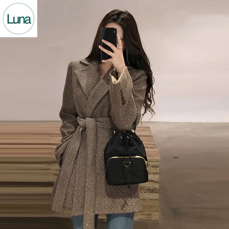 

Small suit jacket 2023 British style loose suit woolen coat woman
