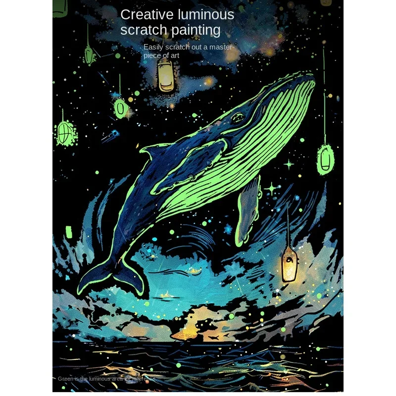 4PCS/set DIY Hand Drawn Glow Scratch Painting Cardboard Creative draw pictures educational toys drawing toy educational drawing toy
