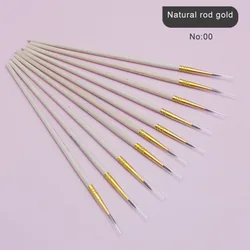 10-Piece Premium Hand-Painted Fine Line Brush Set with Short Wooden Handles - Nylon Bristles Art Supplies (Natural rod gold 00)