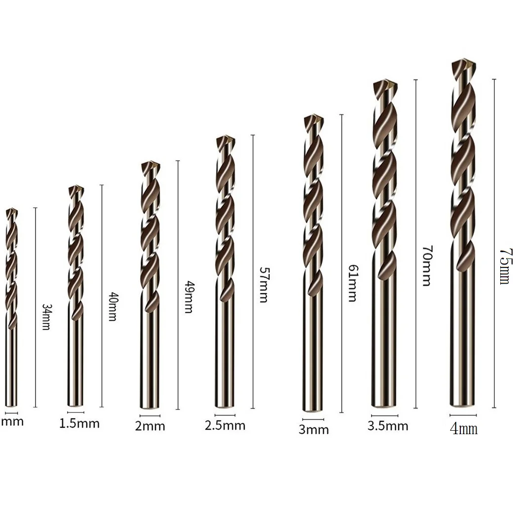 

5Pcs HSS M35 Cobalt Drill Bit 1mm 1.5mm 2mm 2.5mm 3mm For Stainless Steel Auger Drill Press Power Tool Set