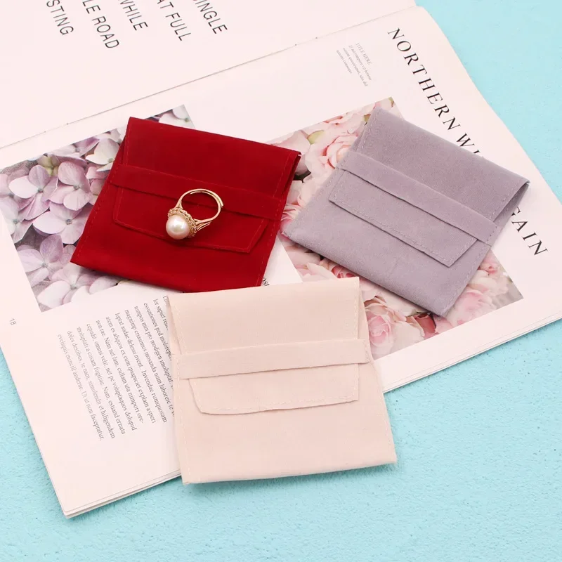 

Flannelette jewelry bag Flap double face flannelette jewelry bag Ring earrings storage cloth bag macaron color