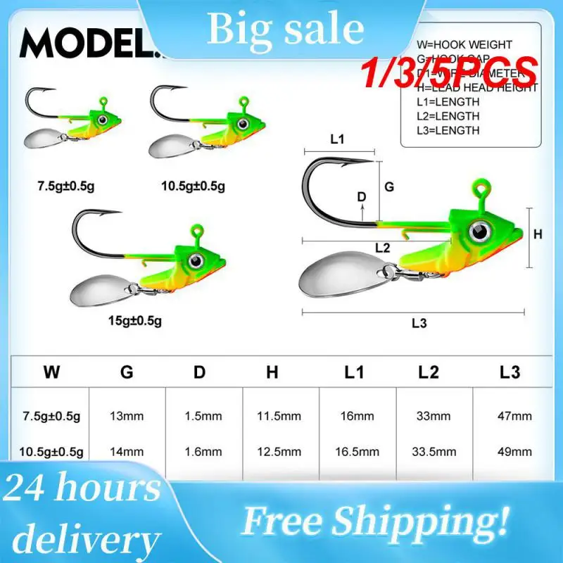 

1/3/5PCS Finshing Hunter Jig Head Hooks Weighted with Spinner Blades Swimbaits Crank Hooks for Soft Fishing Lures