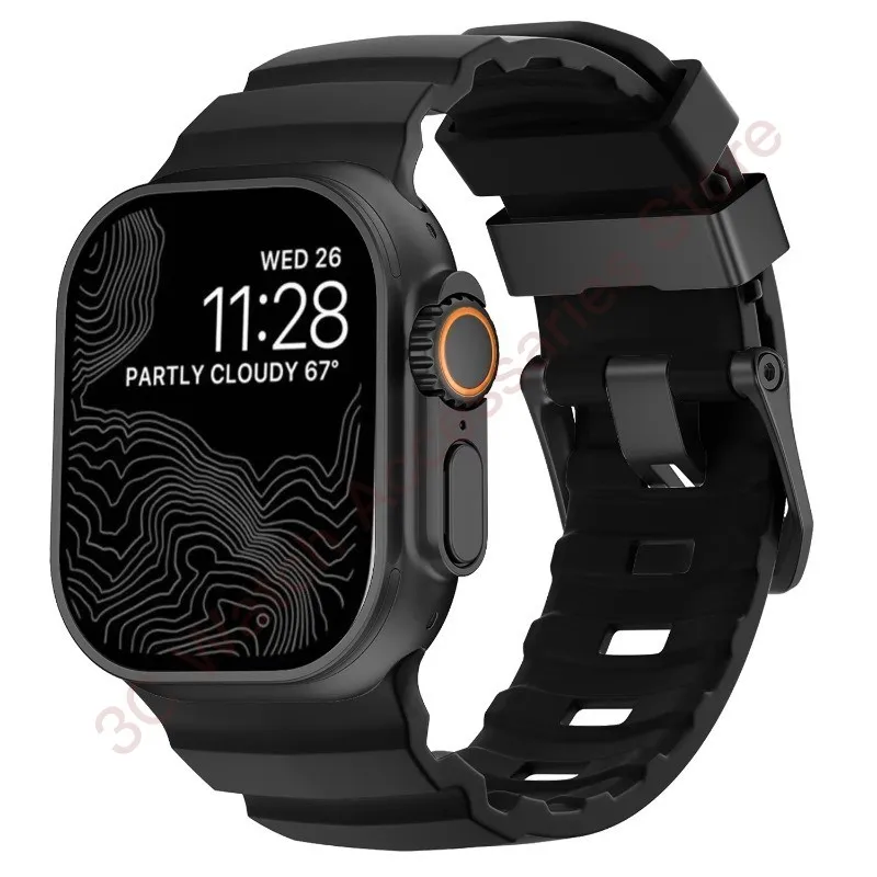 Silicone & Titanium Metal Hybrid Bracelet Strap