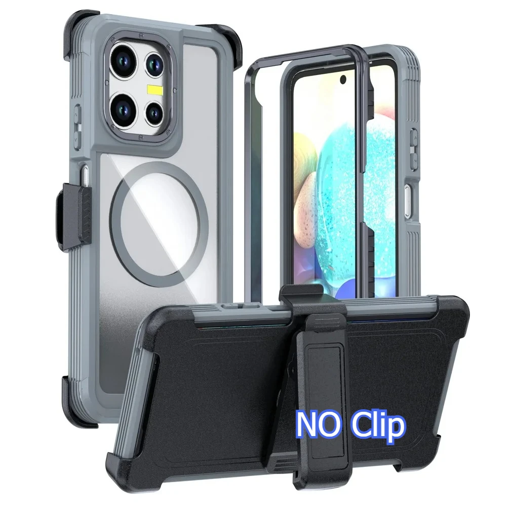 Heavy Duty 3-in-1 Magnetic Case with Anti-Shock Kickstand and Belt Clip Cover