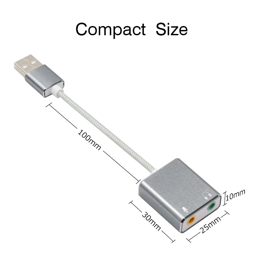 Nworld 7.1 외부 USB 사운드 카드 잭 3.5mm USB 오디오 어댑터, 이어폰 마이크 사운드 카드 맥북 컴퓨터 노트북 PC 용
