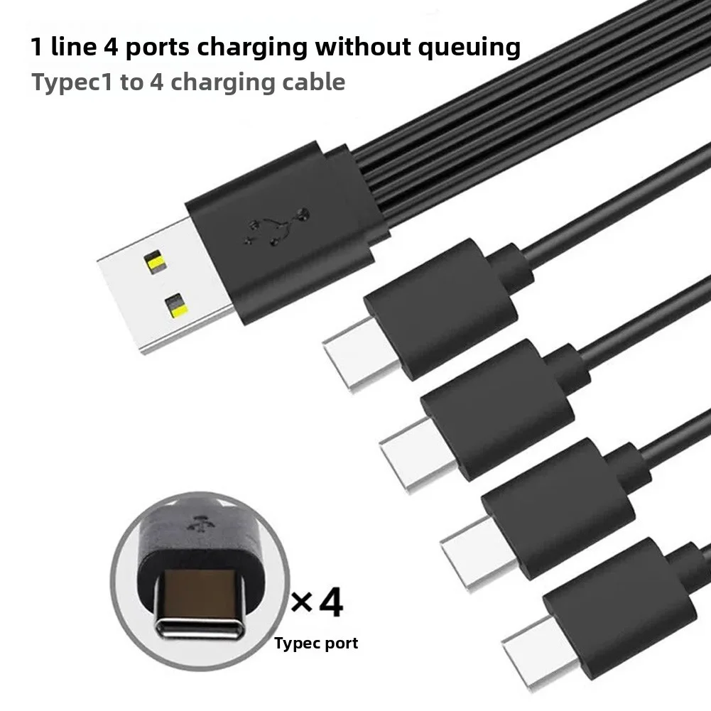 Compact USB Multi Charging Cable - 4-in-1 Multiport Type C Charger Cord