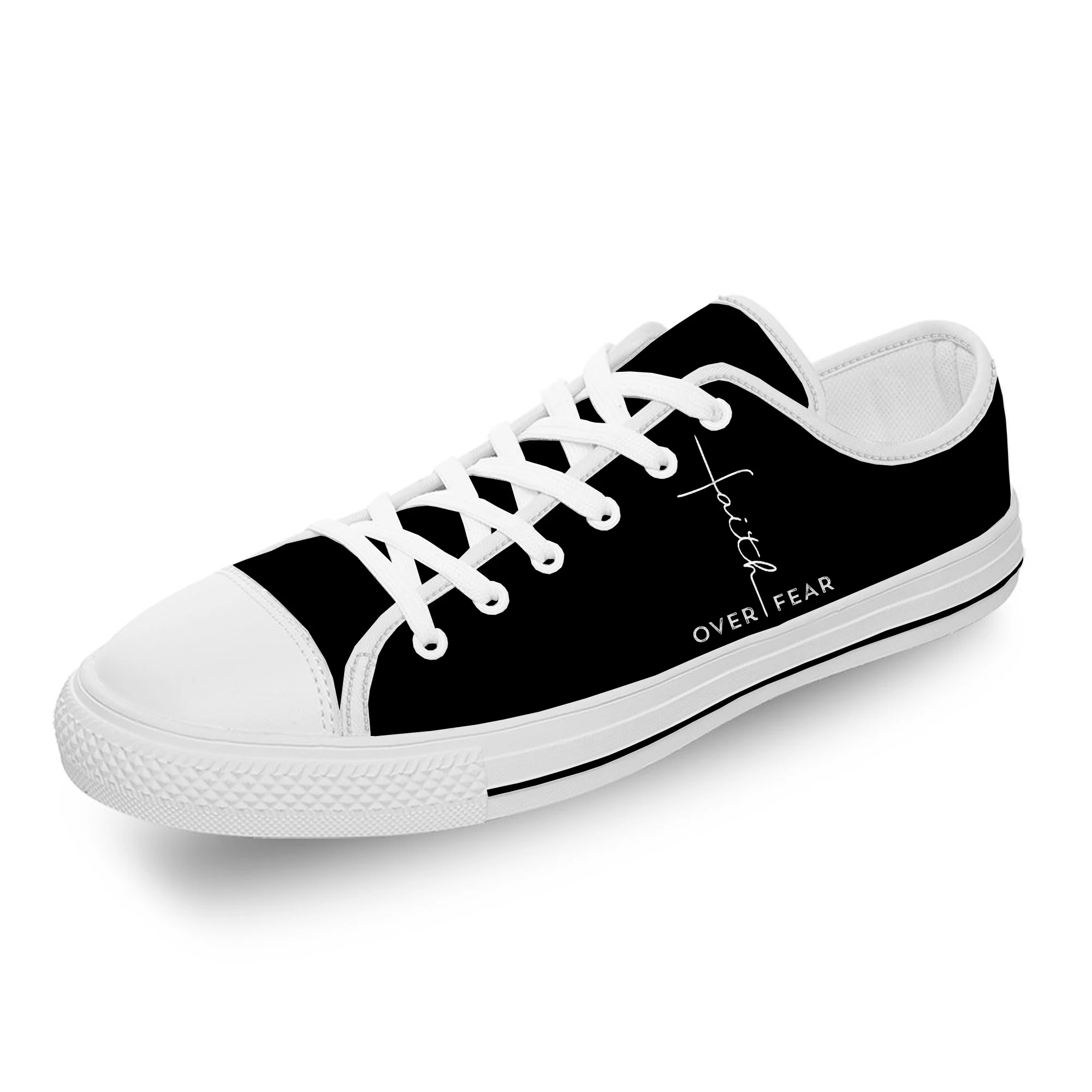 

Faith Over Fear Christian Jesus White Cloth Fashion 3D Print Low Top Canvas Shoes Men Women Lightweight Breathable Sneakers