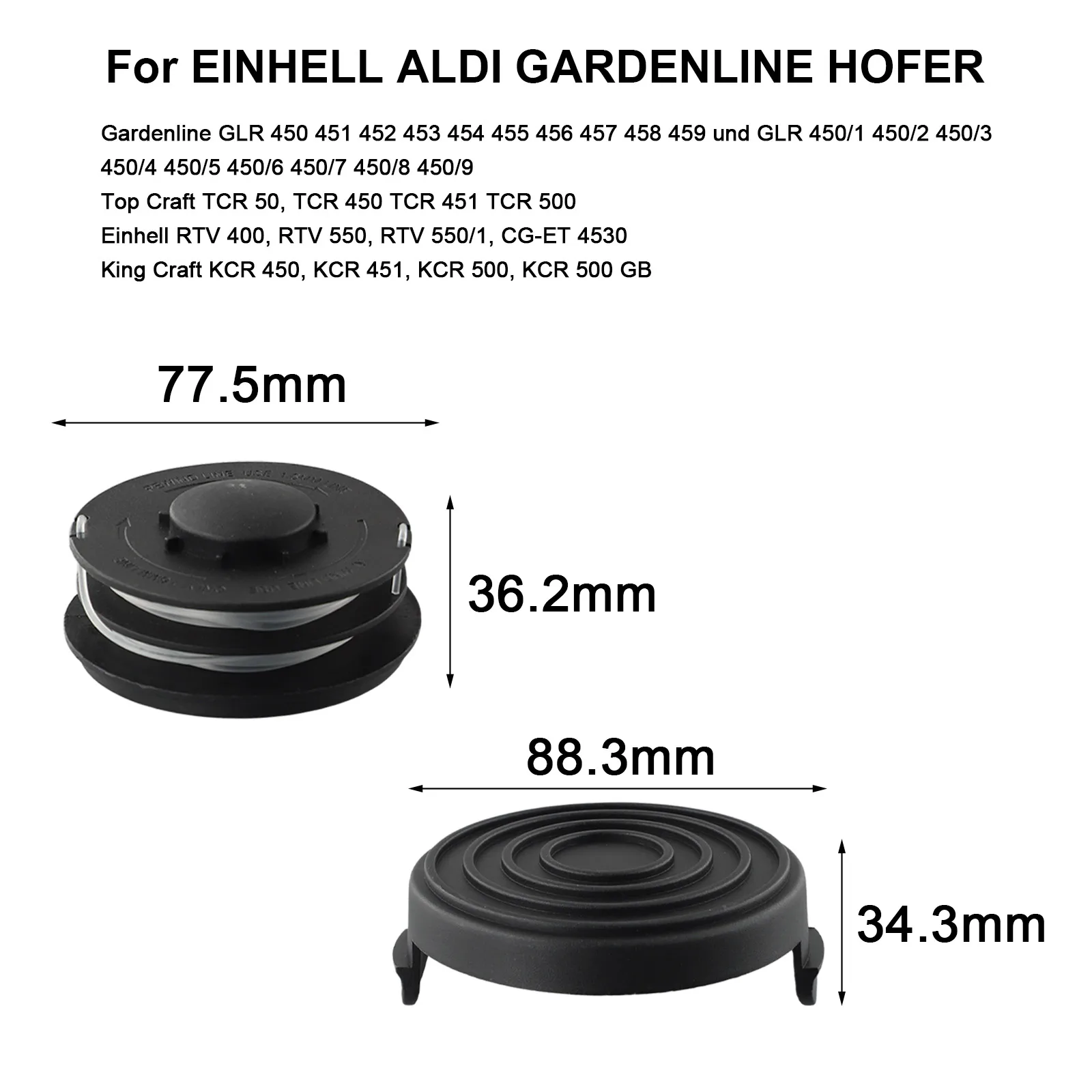 

Lawn Trimmer Cap Cover Trimmer Head Set Suitable For Einhell GC-ET 4530 3405685 Spools Grass Trimmer Lawn Mower Replacement