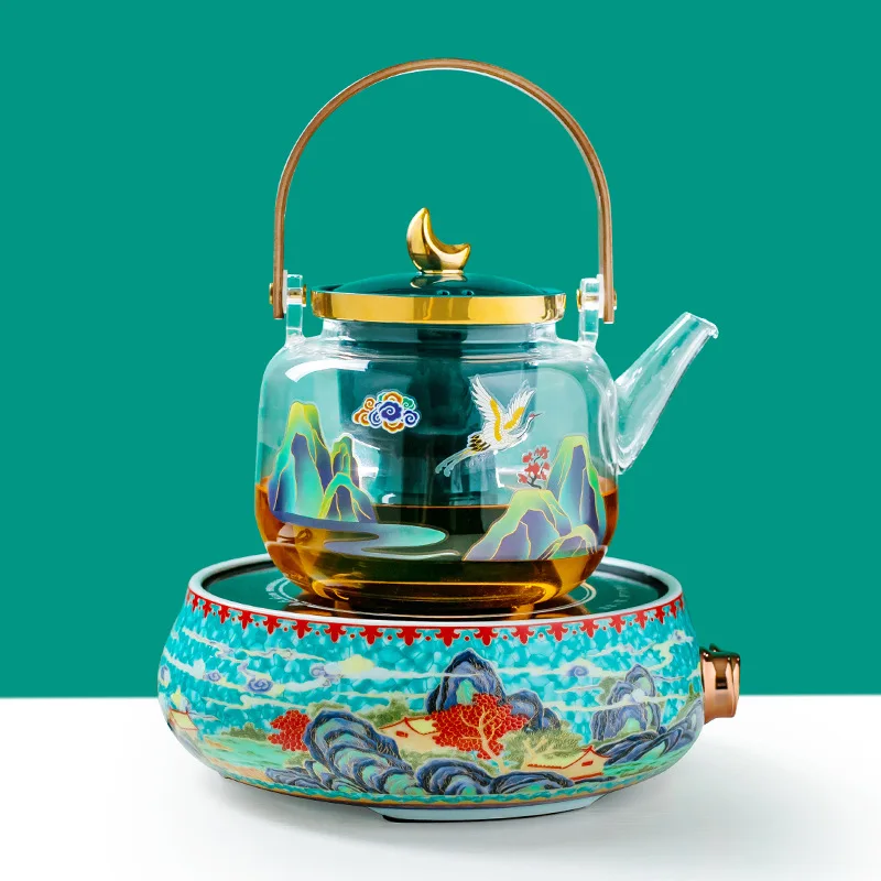 

Dual-Purpose High Temperature Resistant Glass Ceramic Electric Ceramic Stove Tea Cooker Tea Set Office Water-Boiling Stove