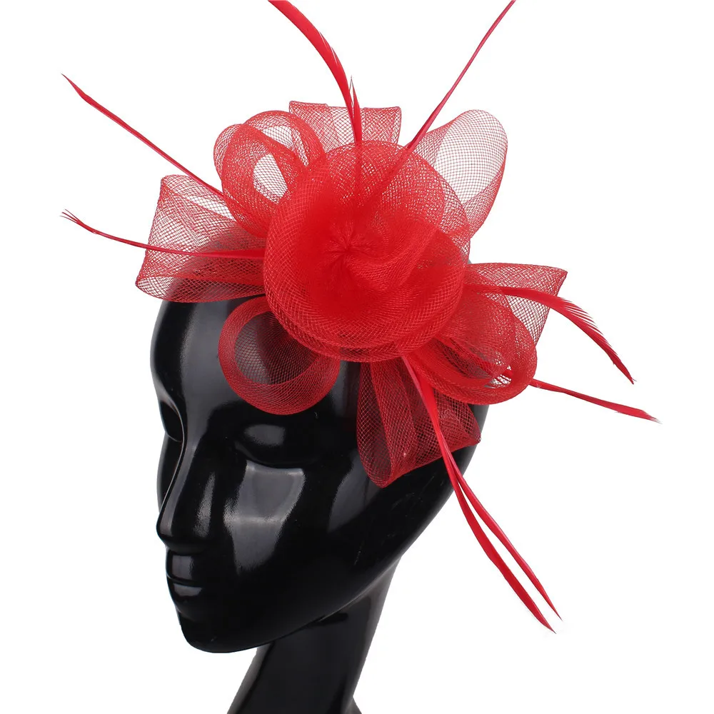

Fascinators For Women Mesh Ribbons Feathers Fedoras Hat Headband Hair Clip Cocktail Tea Party Headwear for Girls