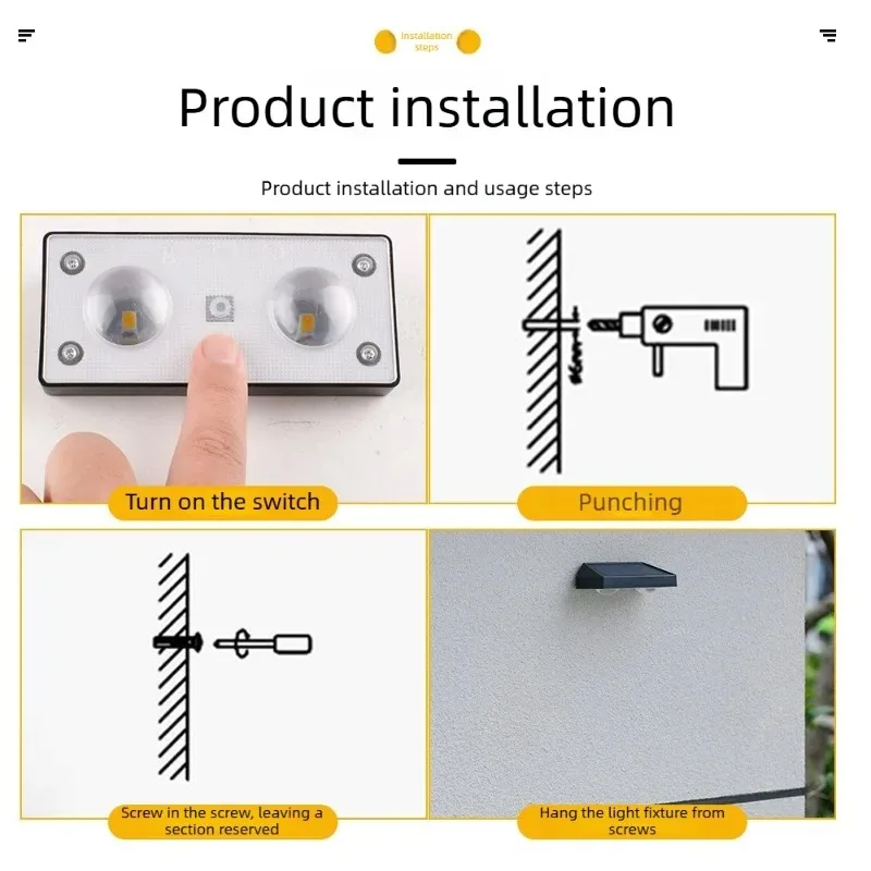 2PCS 2/3LED 태양광 조경등 방수 고휘도 벽걸이형 정원 통로 데크 계단 야외 조명용