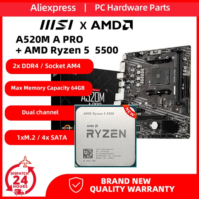 MSI A520M-A PRO motherboard Socket AM4 DDR4 – Empower Laptop