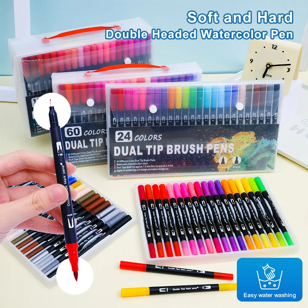 12/24/36/48/60 Farben Lebendige Doppelseitige Aquarellmarker – Kunstset zum Zeichnen & Basteln mit Langlebigen Kunststoffgehäusen als Weihnachtsgeschenk