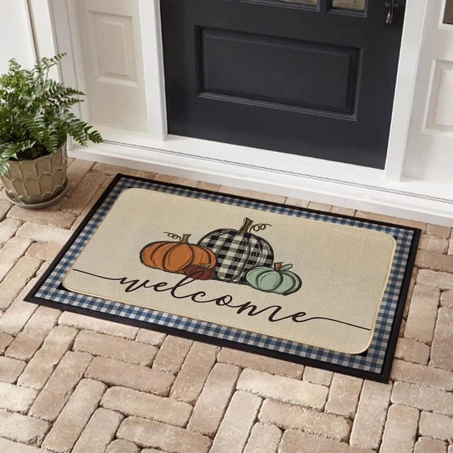 Welcome Pumpkin Pattern Door Mat Fall Doormat Welcome Mat 