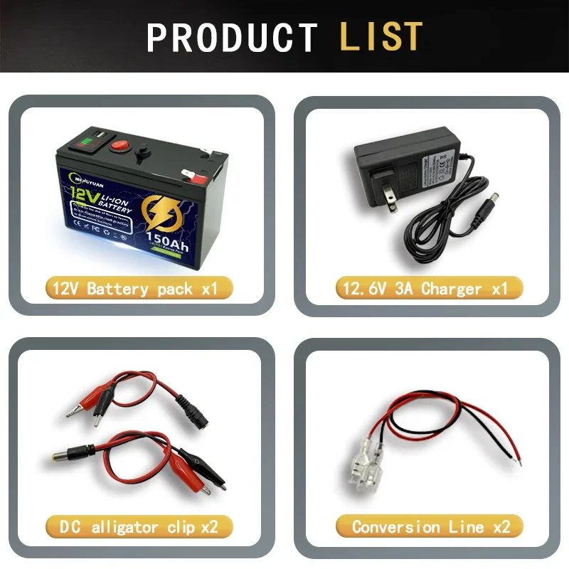 12V 150Ah LiFePO4 Battery Built-in BMS Radio Kayak Fish Finder 12V 150Ah LiFePO4 Battery Built-in BMS Radio Kayak Fish Finder
