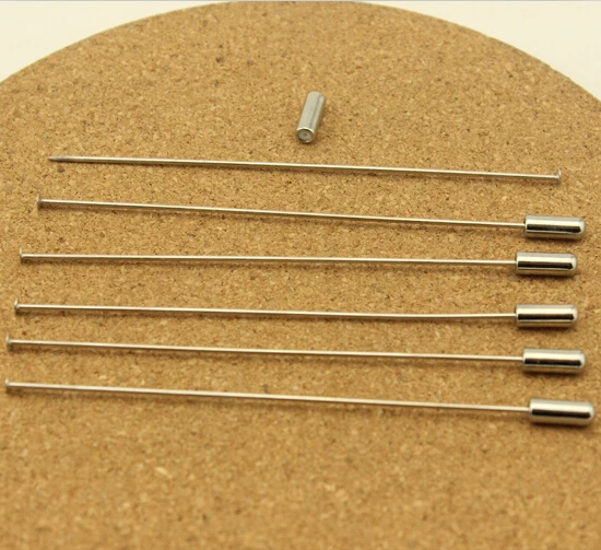 10개입 60-120mm 로듐 플랫 헤드 브로치 핀 안전핀 포함 DIY 의류 가방 모자 장식 액세서리 도매