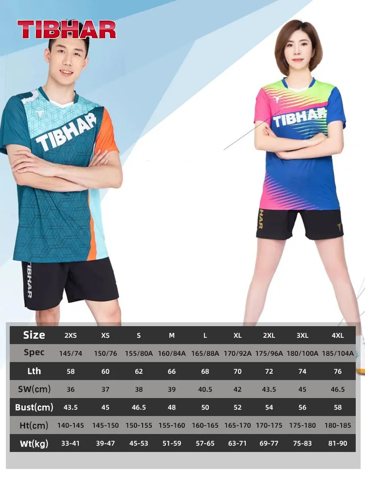 TIBHAR 2305 Table tennis clothes Ping Pong Clothing men's t-shirt Table tennis suit top gym clothing men Sports Clothing