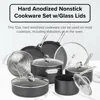 12pc Hard Anodized Nonstick Cookware Set w/Glass Lids (Set Includes: 10" Fry, 12" Fry w/Lid, 2 Qt Sauce w/Lid, 3 Qt Sauce w/Lid 2