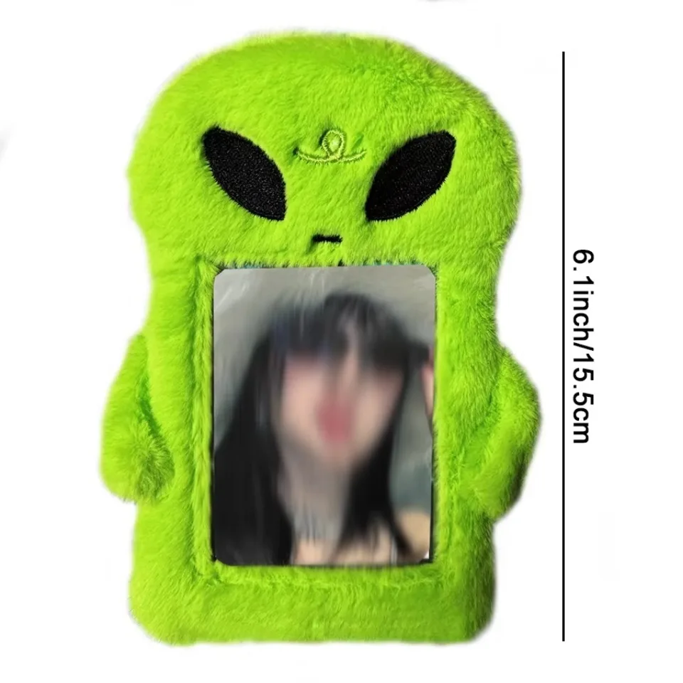 1개 플러피 플러시 카드 홀더 부드럽고 귀여운 문구류 포토카드 버스카드 슬리브 ID 은행 신용카드 보호기